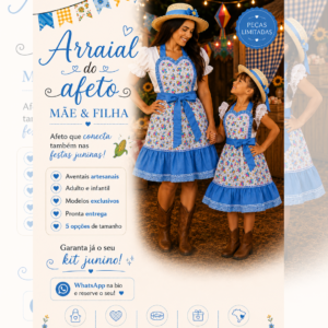 Avental - Saia Junino Artesanal Balões Pastel Azul | DigoDanda