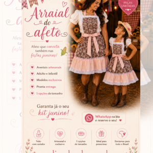 Avental - Saia Junino Artesanal Jardim de Joaninha Laranja Bebê | DigoDanda