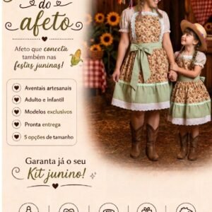 Avental - Saia Junino Artesanal Jardim de Joaninha Verde Água | DigoDanda
