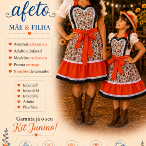 Avental - Saia Junino Artesanal Jardim de Joaninha Laranja | DigoDanda